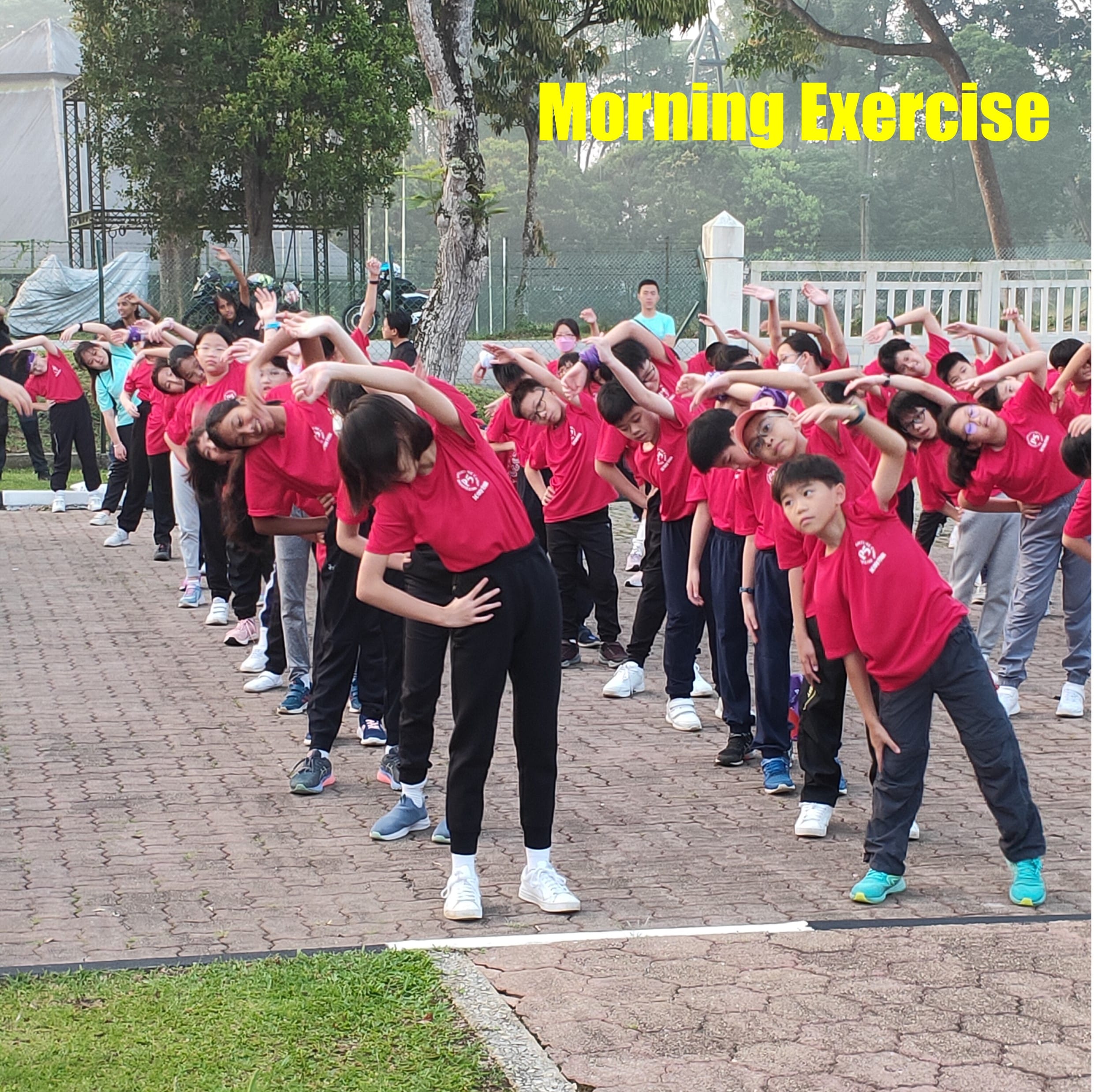 P5 students involved in morning exercise